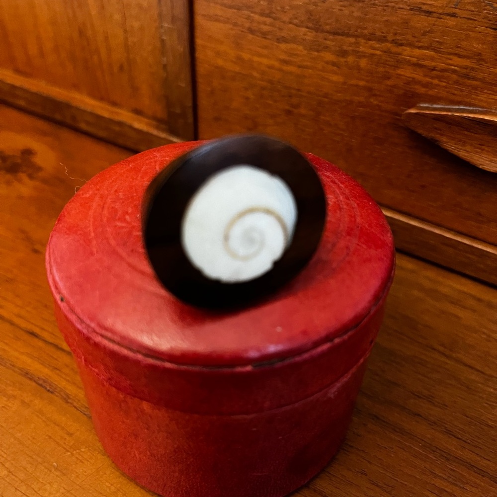 Spiral nautilus shell chunky wooden ring - new - fair trade